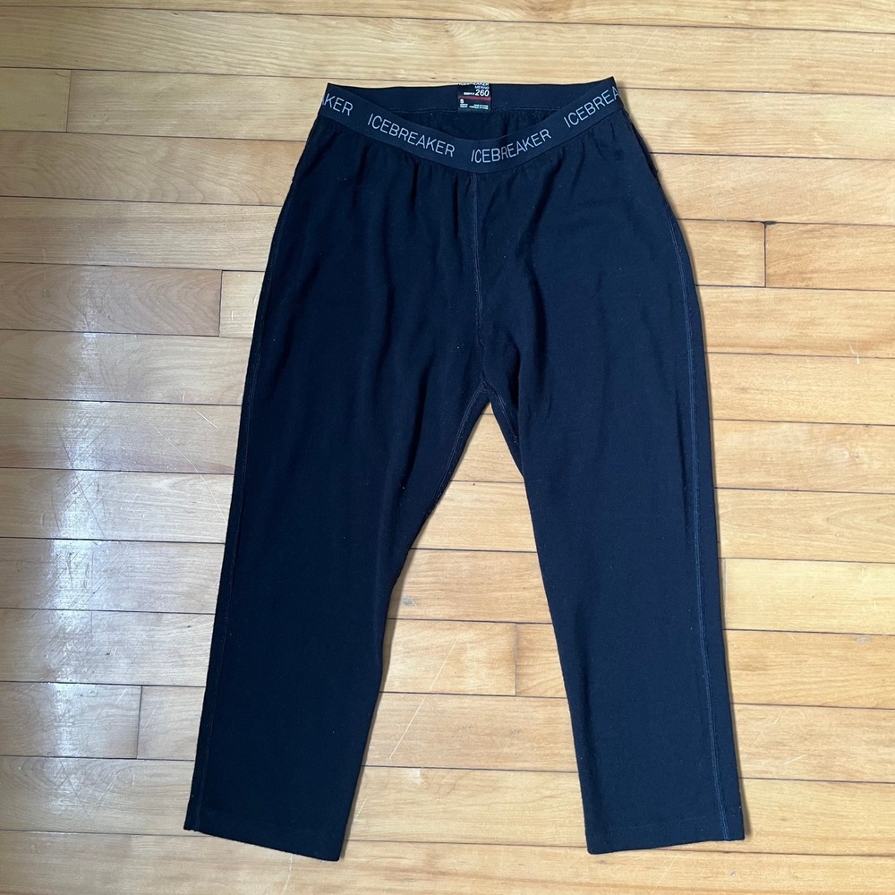 Icebreaker Bodyfit 260 Merino Wool Leggings Womens Small Black Base Layer Crop